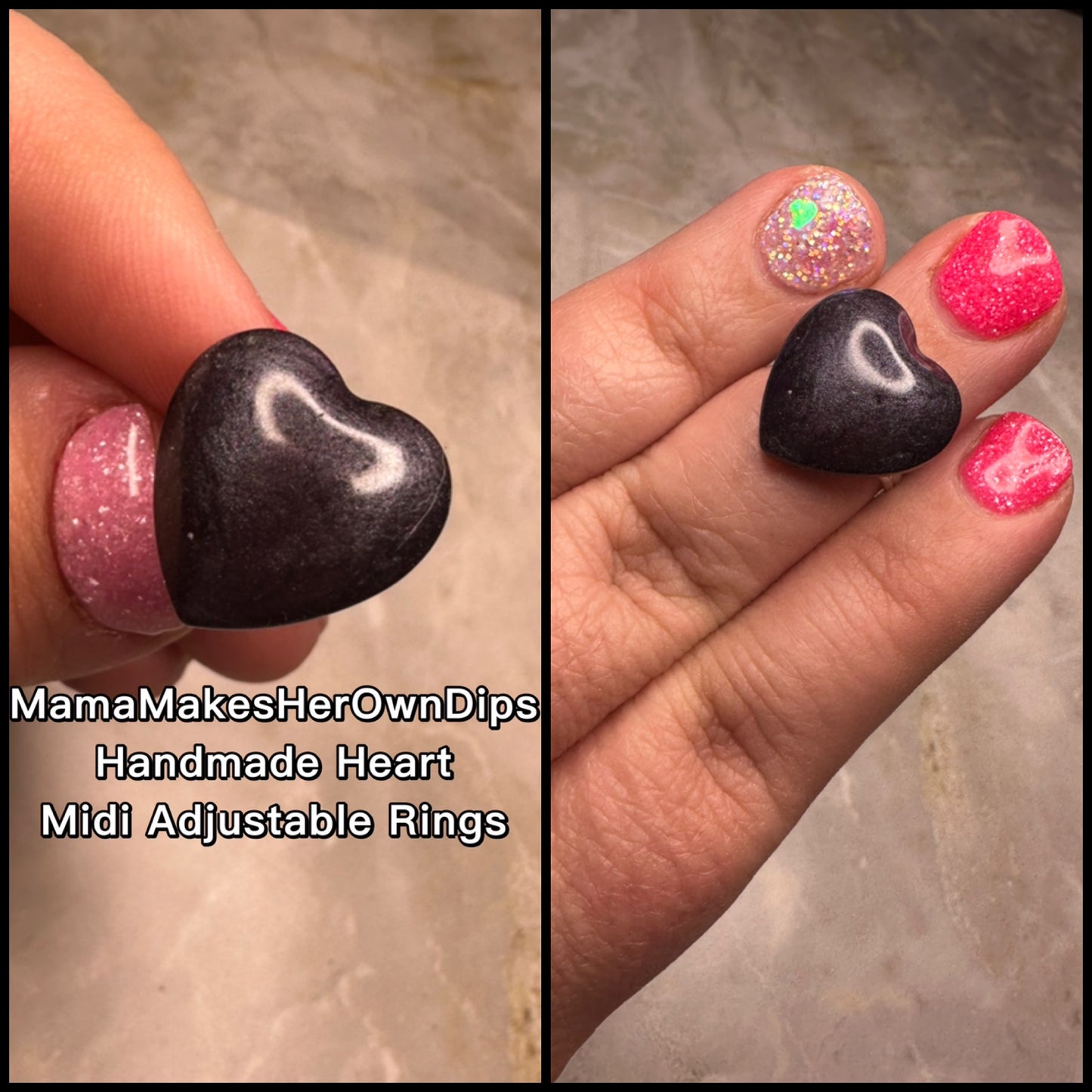 Handmade Resin Heart Rings (Adjustable Base)