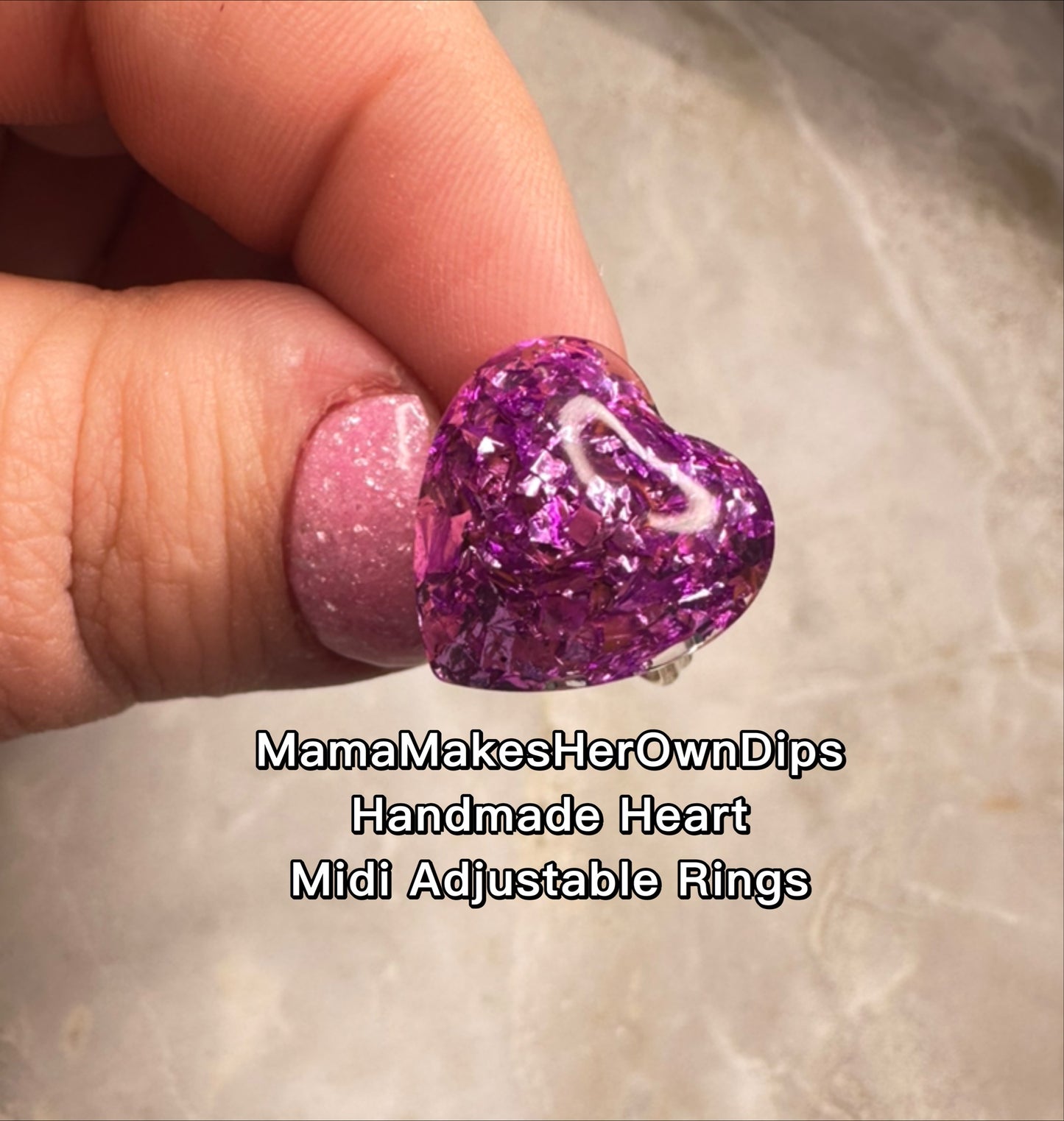 Handmade Resin Heart Rings (Adjustable Base)