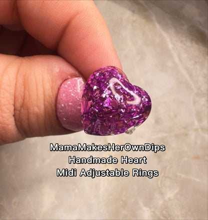 Handmade Resin Heart Rings (Adjustable Base)