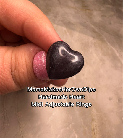 Handmade Resin Heart Rings (Adjustable Base)