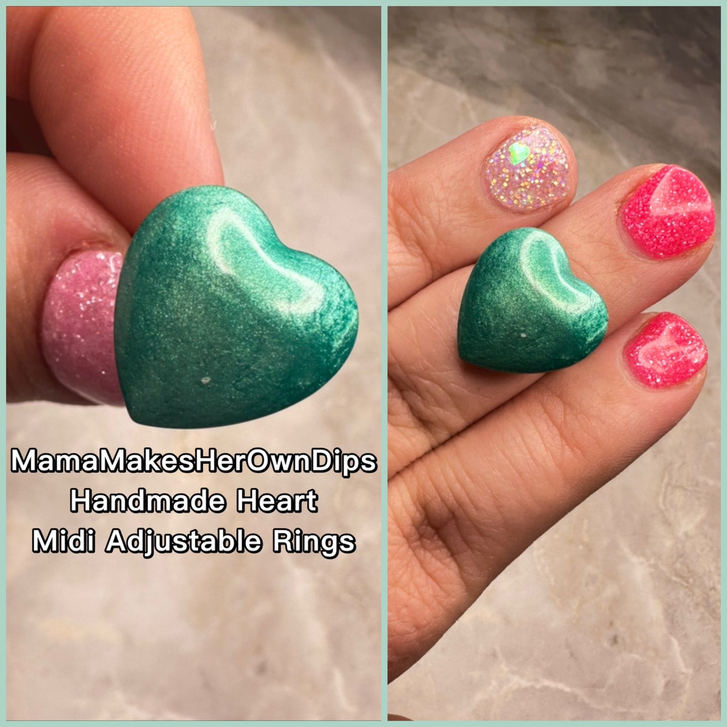 Handmade Resin Heart Rings (Adjustable Base)