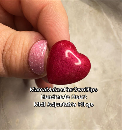 Handmade Resin Heart Rings (Adjustable Base)