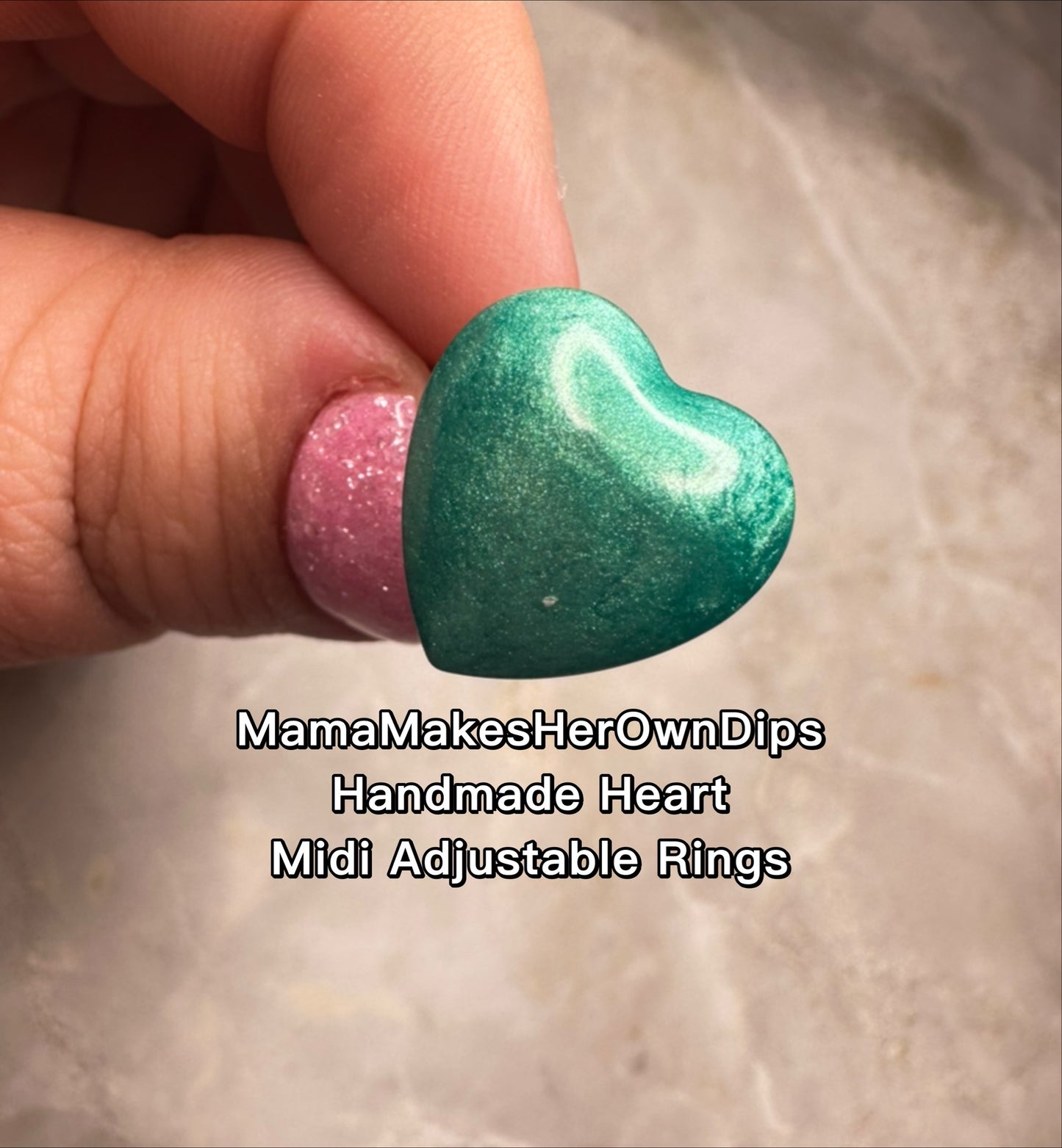 Handmade Resin Heart Rings (Adjustable Base)